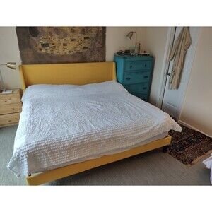 Pure Collection Indigo Cottage Boho 100% Cotton Pom Pom White Queen Duvet Cover